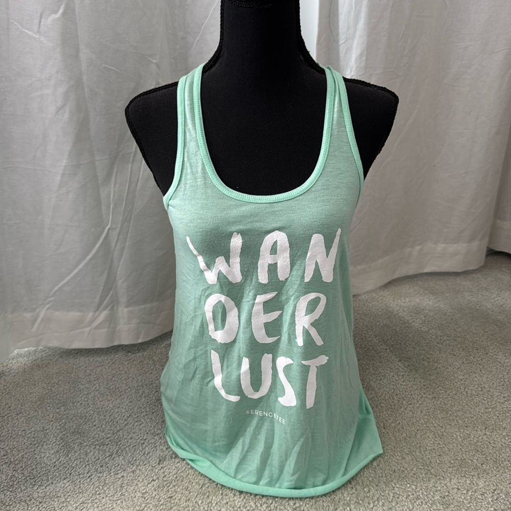 Serengetee wanderlust teal tank top